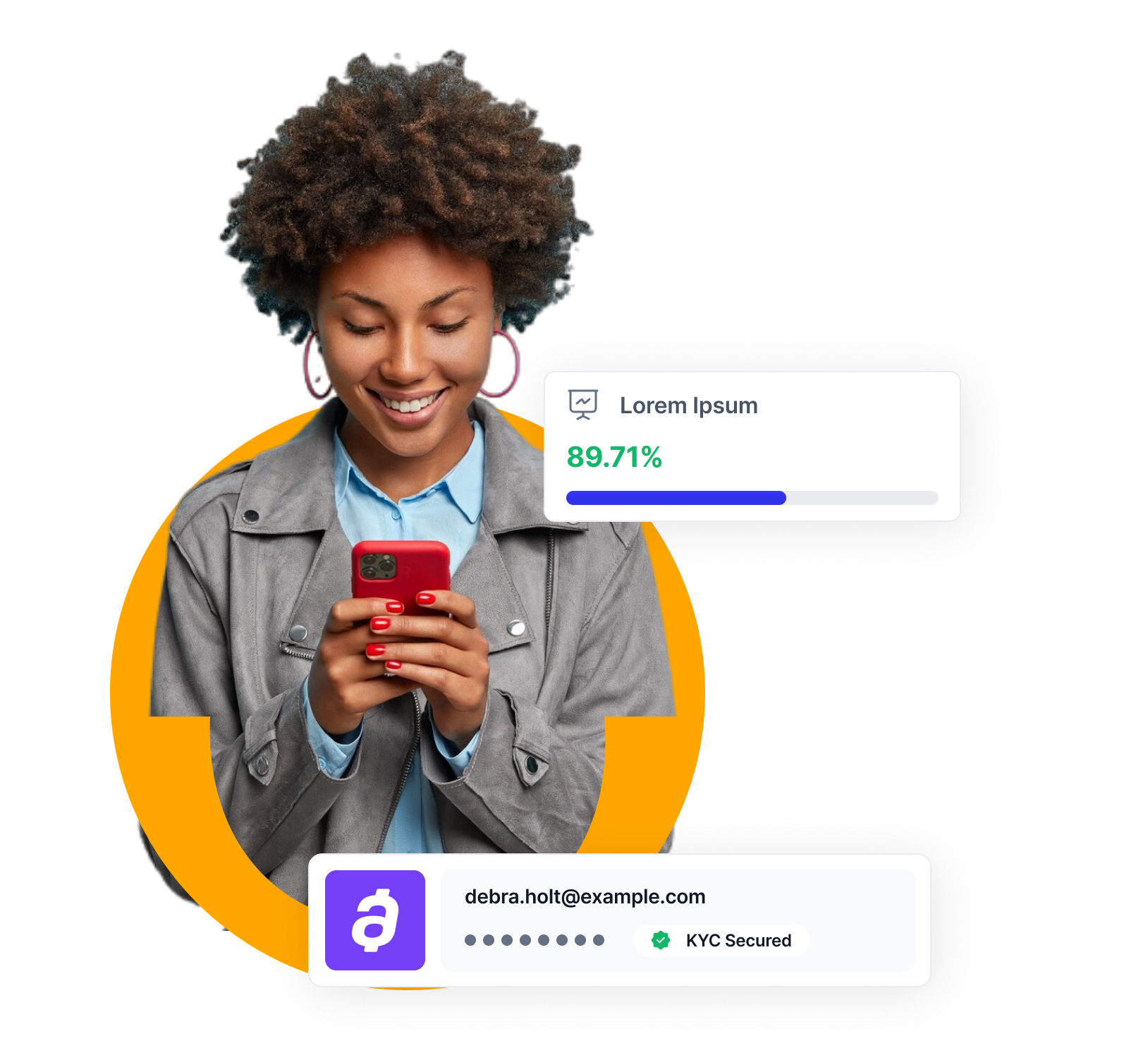 Woman using phone with OneID